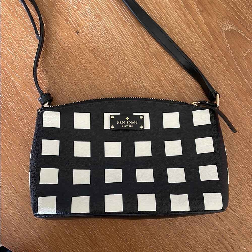 Kate Spade Black and White Square Pattern Crossbody Bag
